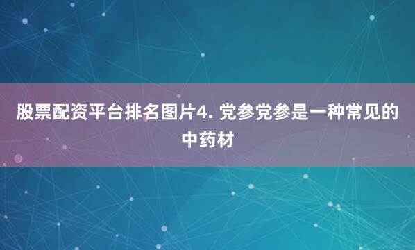 股票配资平台排名图片4. 党参党参是一种常见的中药材