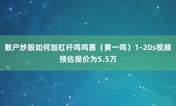 散户炒股如何加杠杆鸣鸣酱（黄一鸣）1-20s视频预估报价为5.5万
